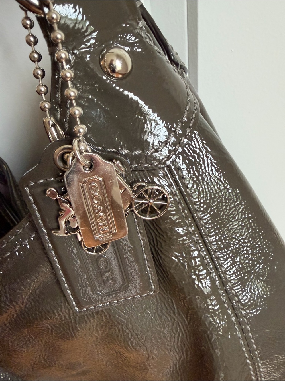 Coach Glossy Maggie Patent Leather Shoulder Hobo - Picture 2 of 11